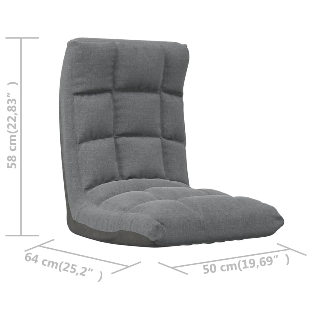 Chaise de sol pliable en tissu gris clair