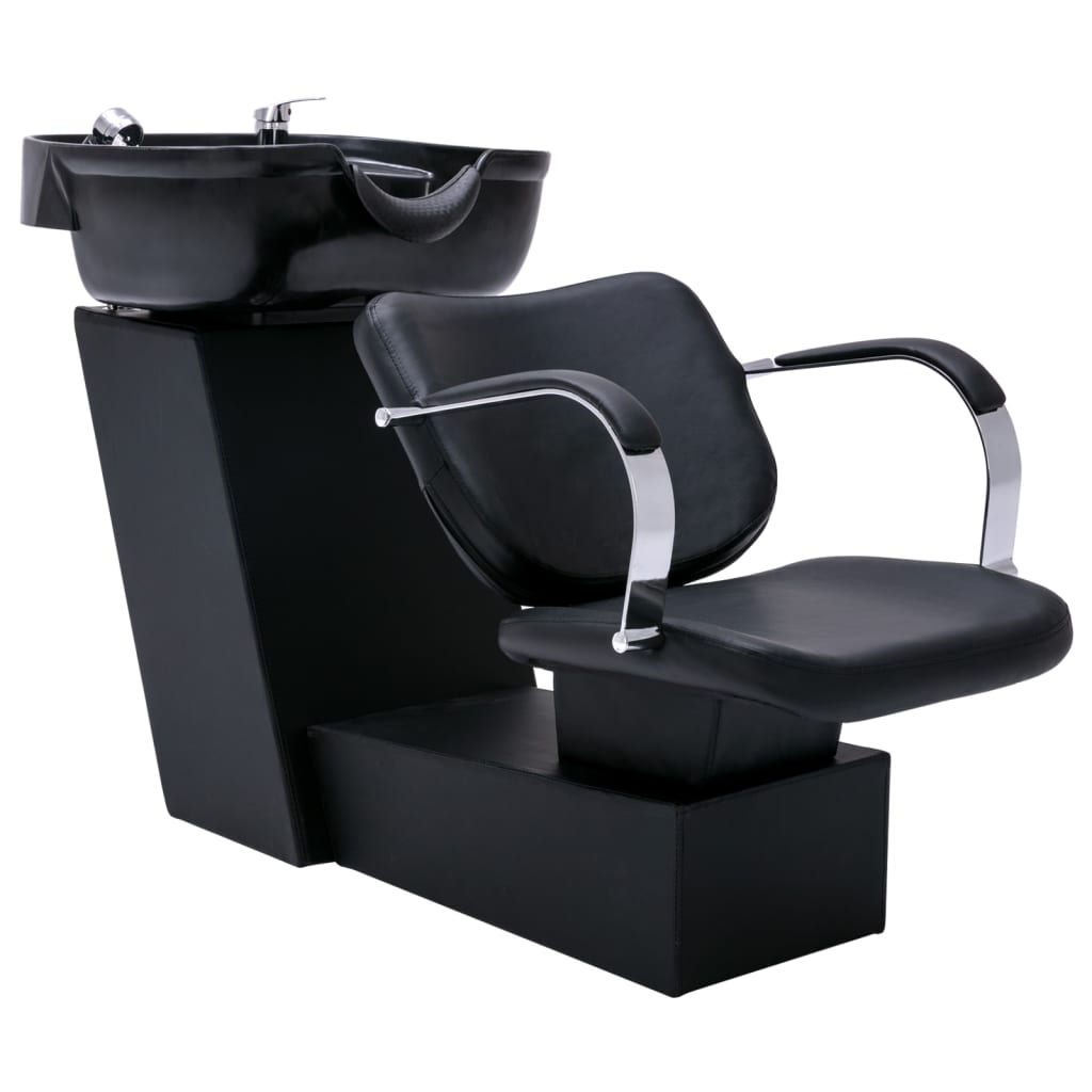 Chaise de lavage avec lavabo 137x59x82 cm cuir artificiel noir