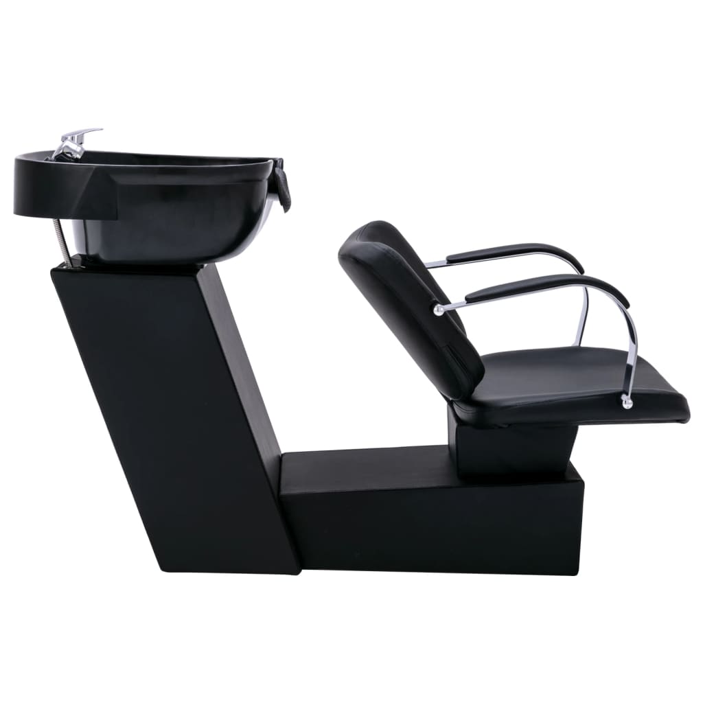 Chaise de lavage avec lavabo 137x59x82 cm cuir artificiel noir