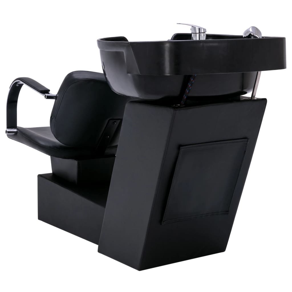 Chaise de lavage avec lavabo 137x59x82 cm cuir artificiel noir