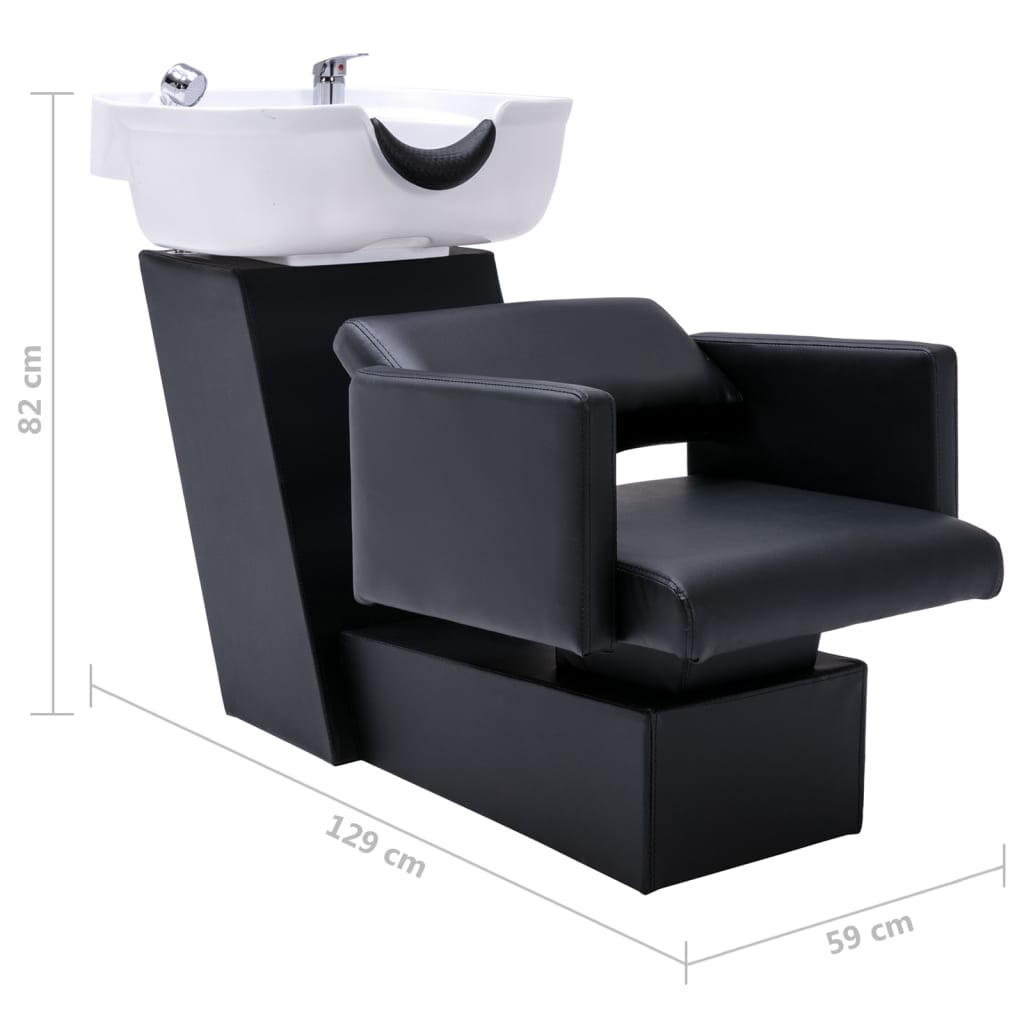 Chaise de lavage avec lavabo 129x59x82 cm cuir artificiel