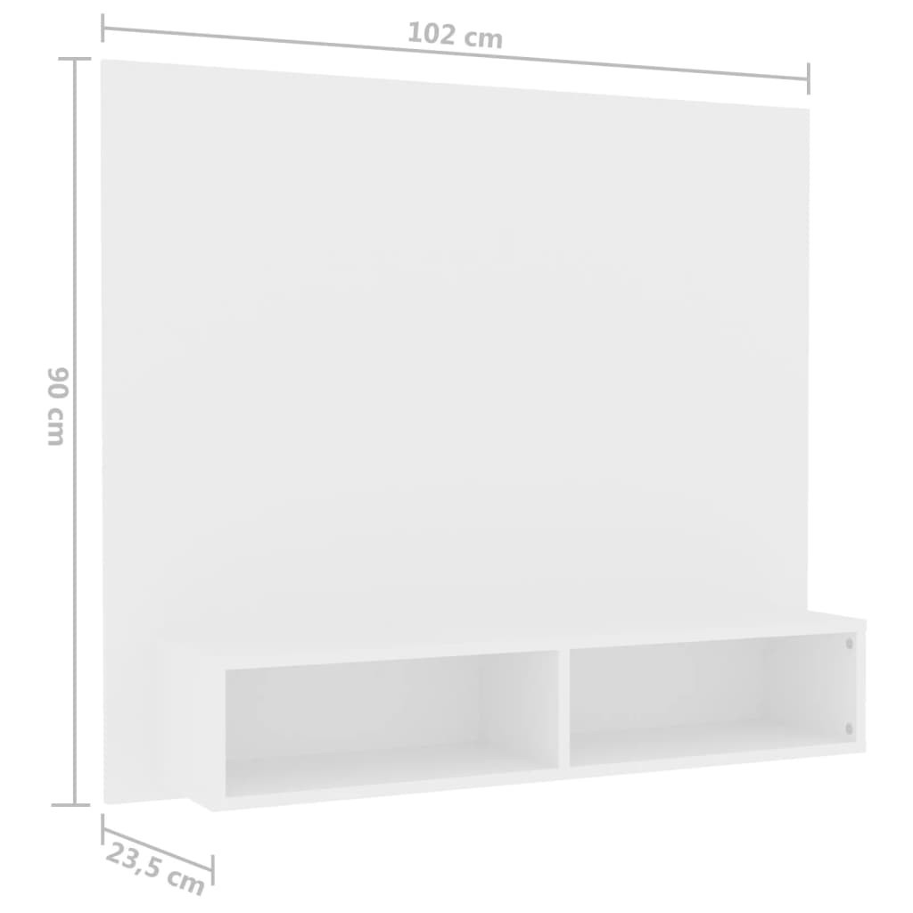 Tv-wandmeubel 102x23,5x90 cm bewerkt hout hoogglans zwart