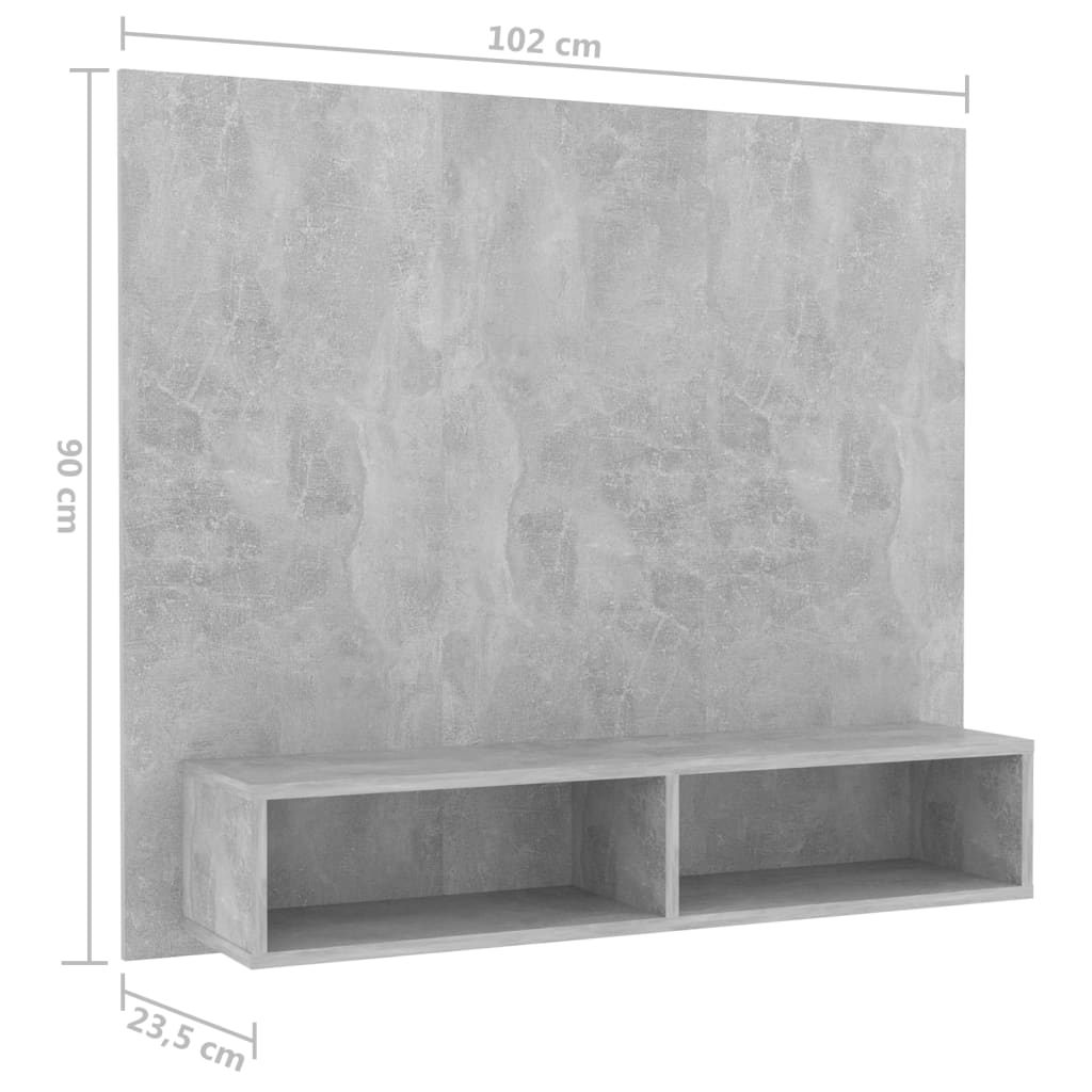 Tv-wandmeubel 102x23,5x90 cm bewerkt hout hoogglans zwart