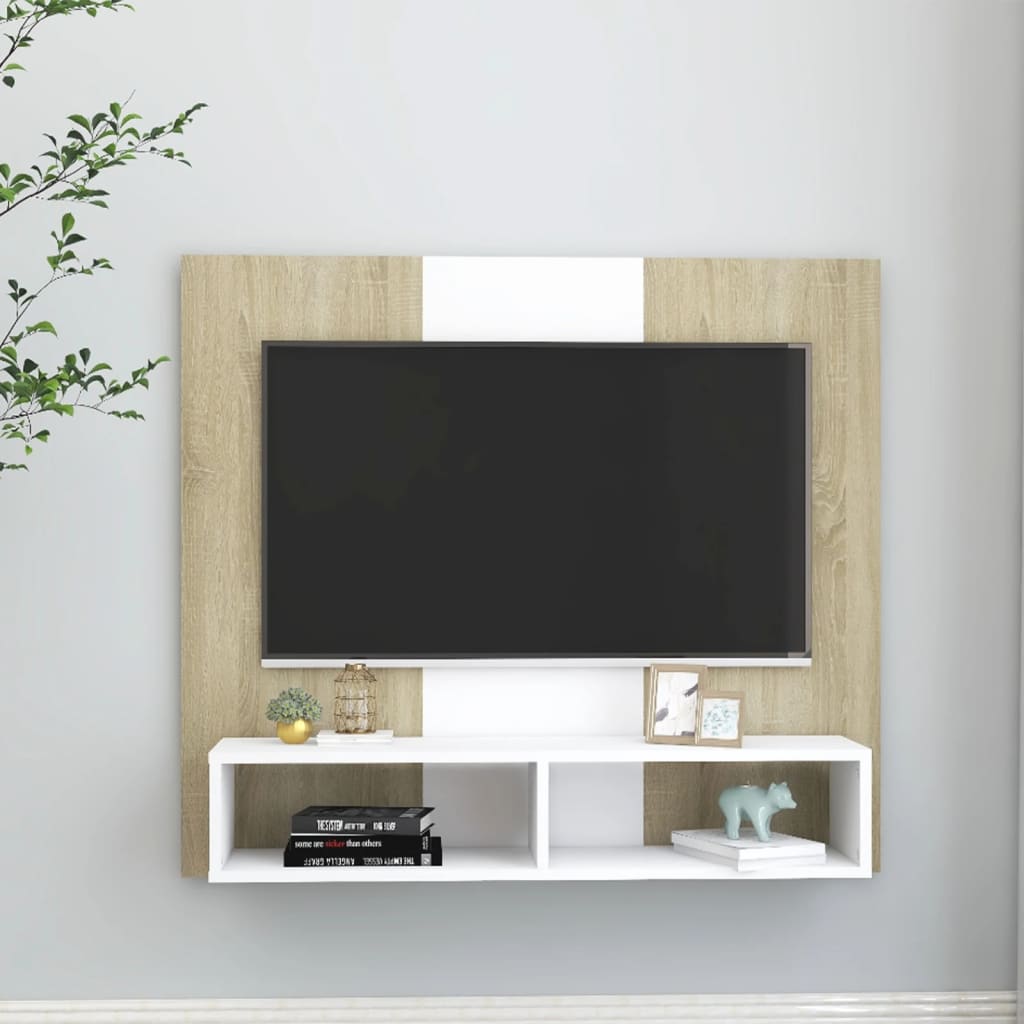 Tv-wandmeubel 102x23,5x90 cm bewerkt hout hoogglans zwart