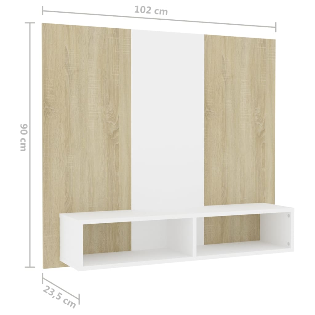 Tv-wandmeubel 102x23,5x90 cm bewerkt hout hoogglans zwart