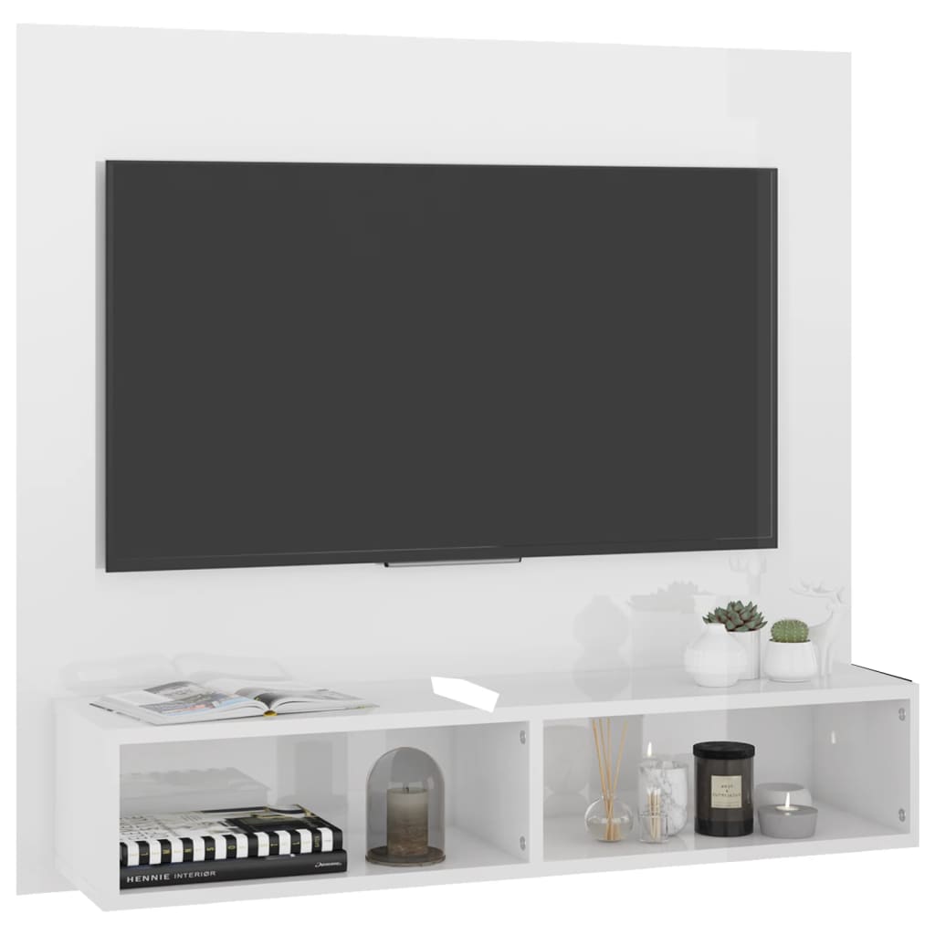 Tv-wandmeubel 102x23,5x90 cm bewerkt hout hoogglans zwart