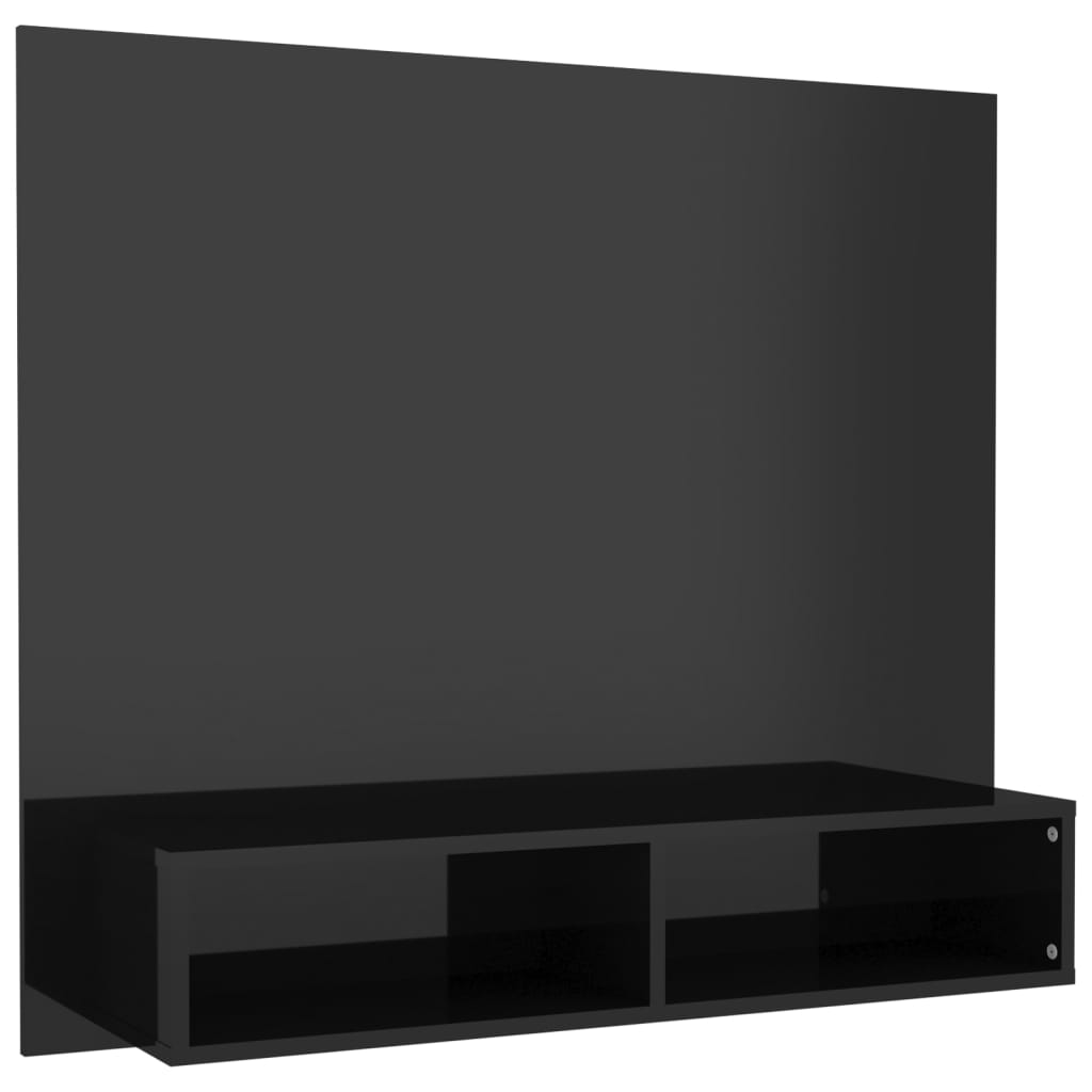 Tv-wandmeubel 102x23,5x90 cm bewerkt hout hoogglans zwart