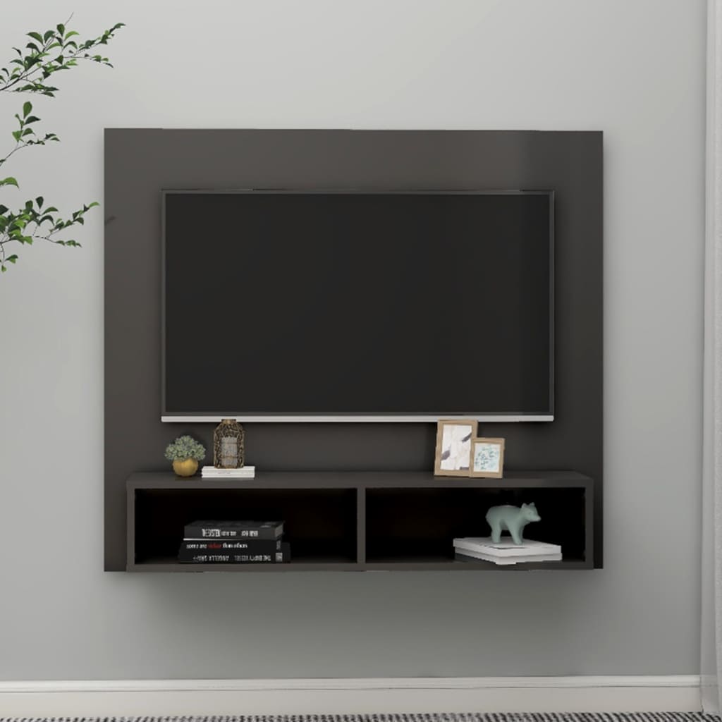 Tv-wandmeubel 102x23,5x90 cm bewerkt hout hoogglans zwart