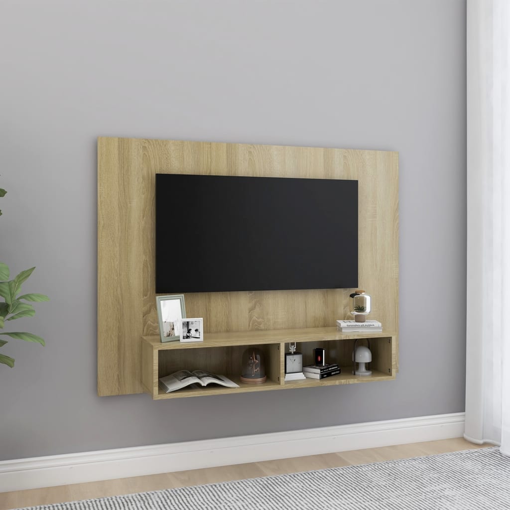 Meuble TV mural 120x23,5x90 cm en bois travaillé