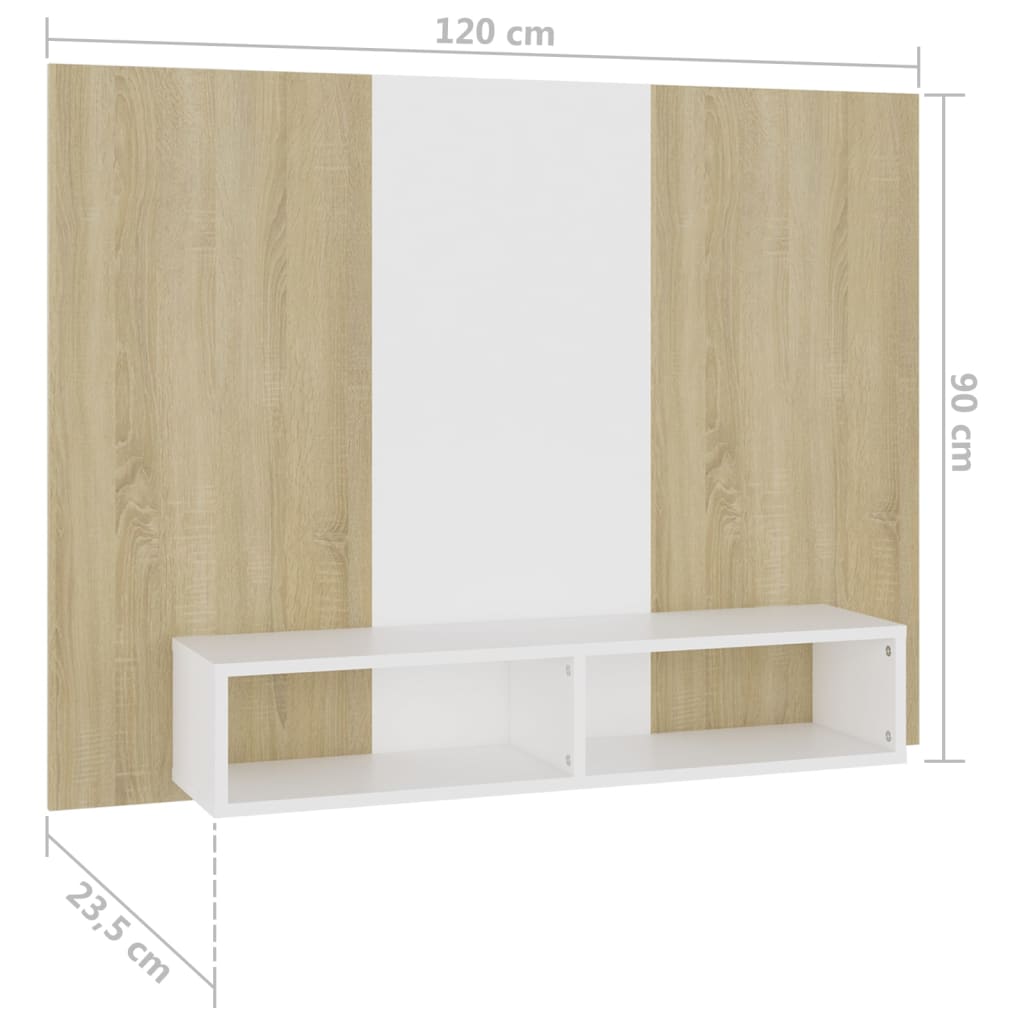 Tv-wandmeubel 120x23,5x90 cm bewerkt hout