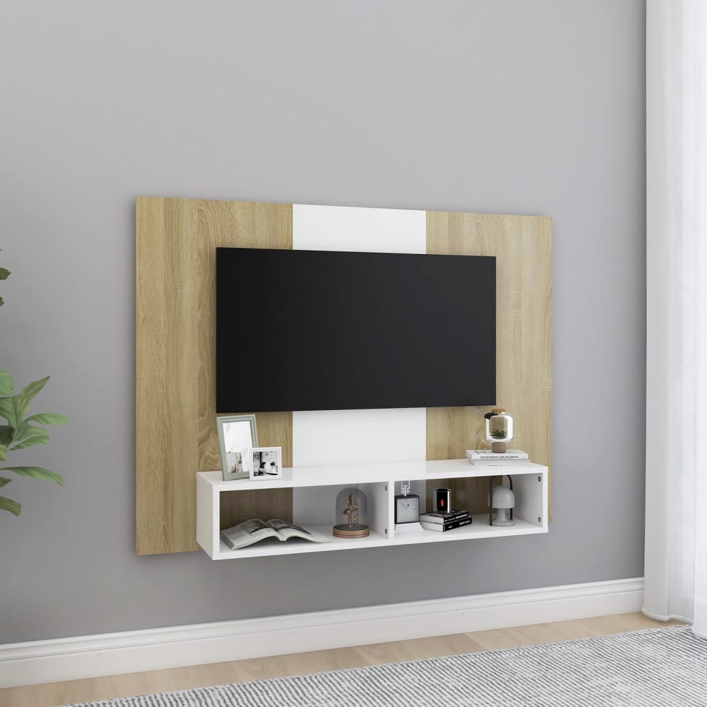 Tv-wandmeubel 120x23,5x90 cm bewerkt hout