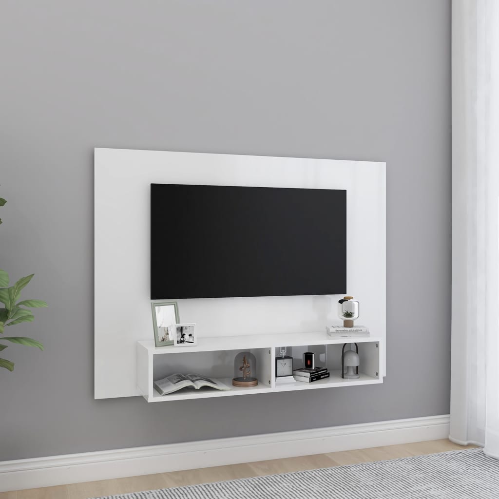 Meuble TV mural 120x23,5x90 cm en bois travaillé