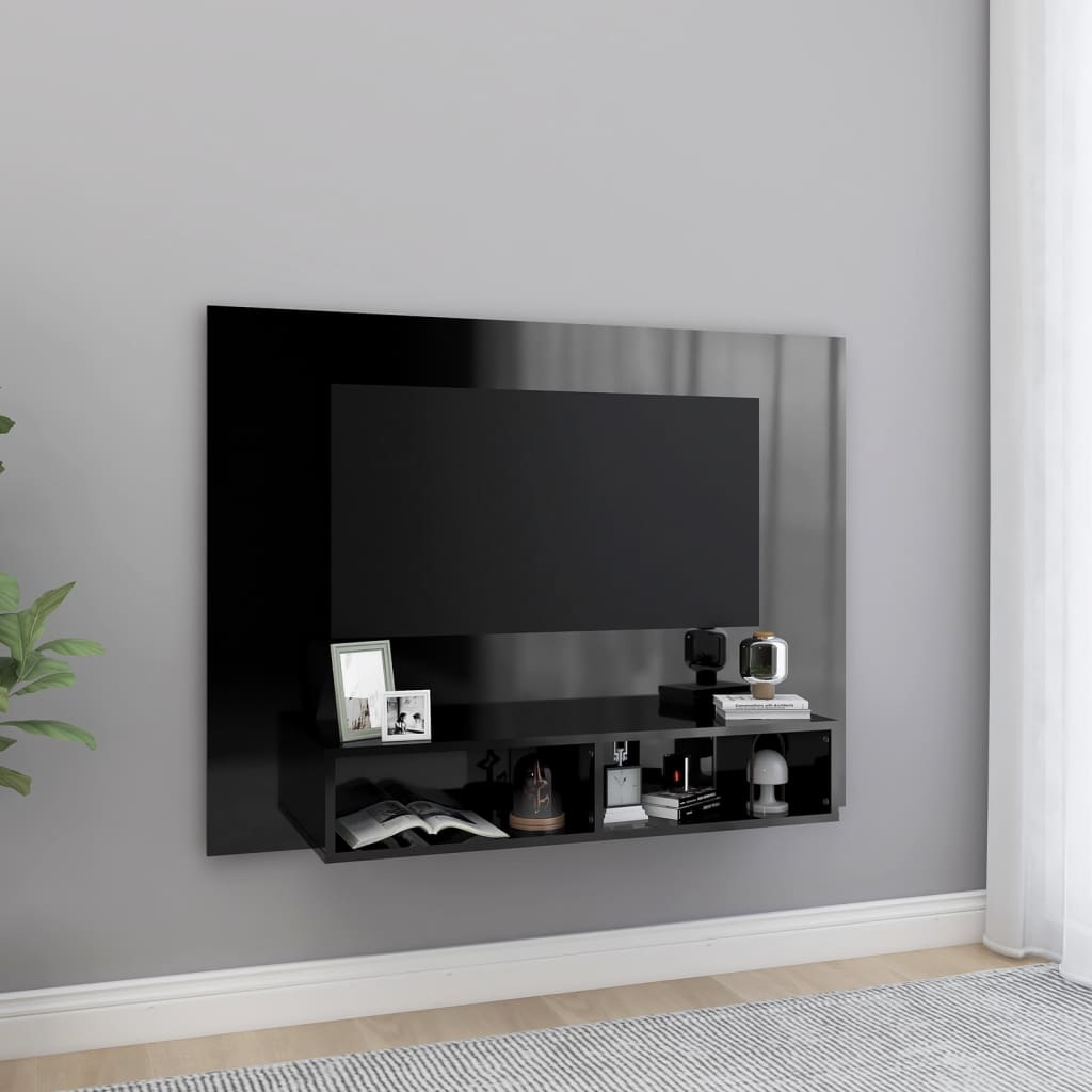 Meuble TV mural 120x23,5x90 cm en bois travaillé