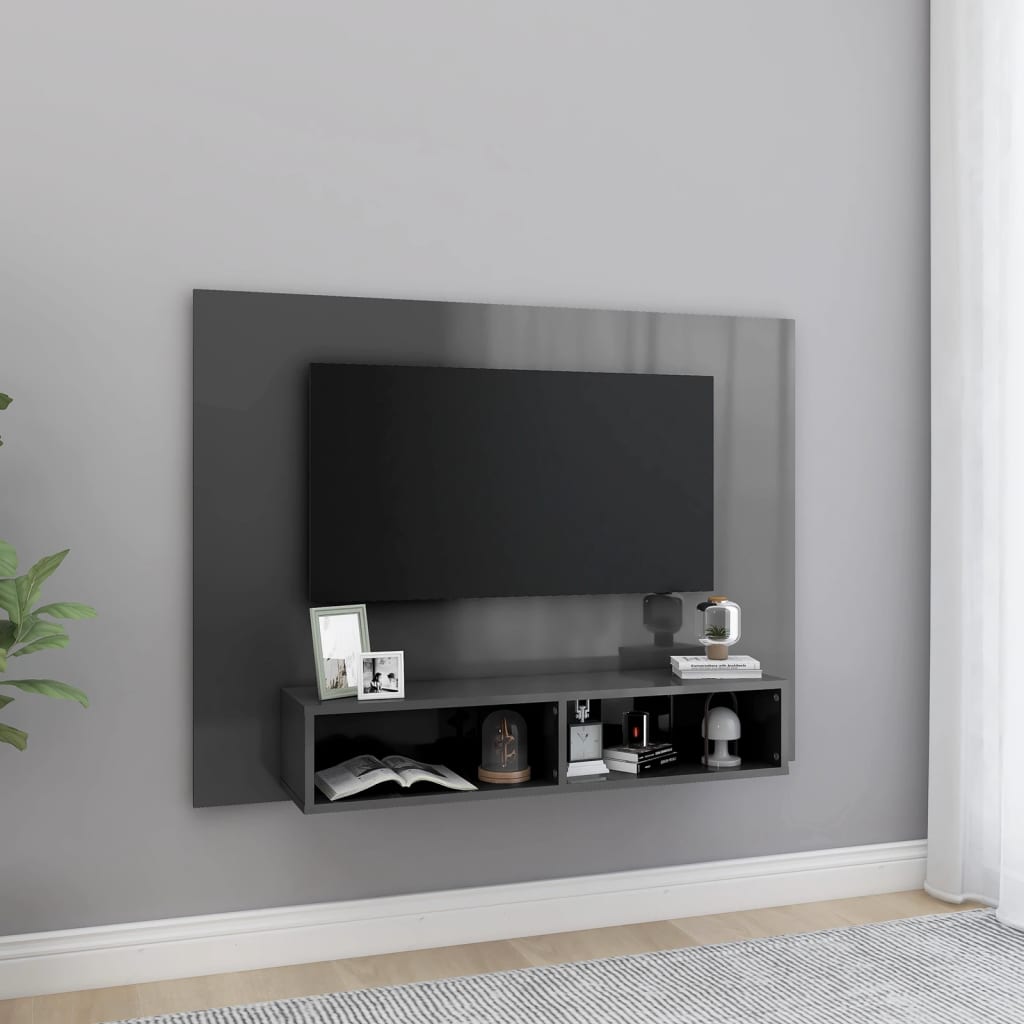 Meuble TV mural 120x23,5x90 cm en bois travaillé