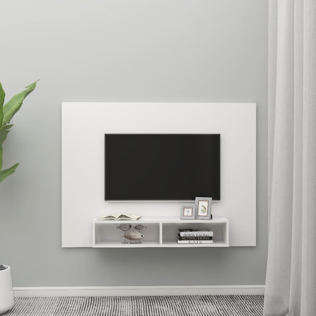 Tv-wandmeubel 135x23,5x90 cm bewerkt hout hoogglans zwart