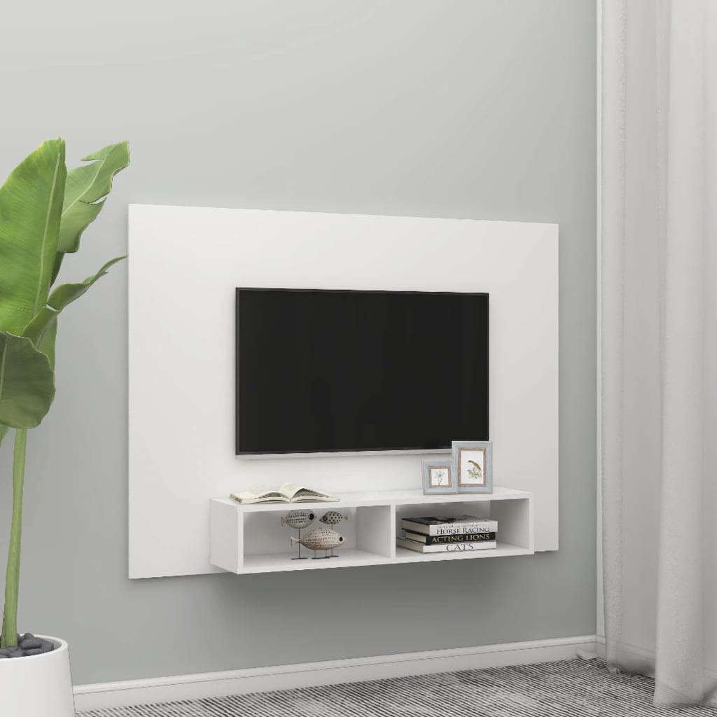 Tv-wandmeubel 135x23,5x90 cm bewerkt hout hoogglans zwart