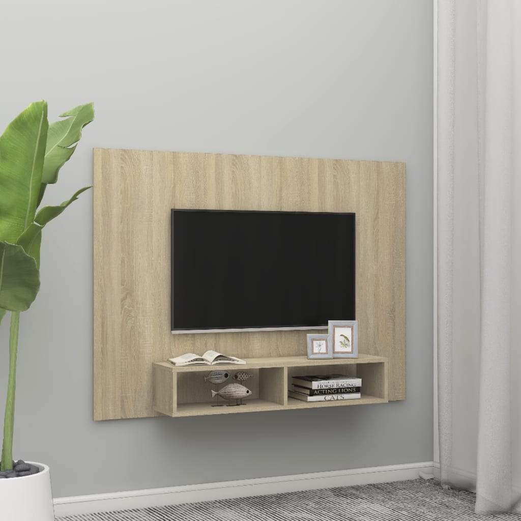 Tv-wandmeubel 135x23,5x90 cm bewerkt hout hoogglans zwart