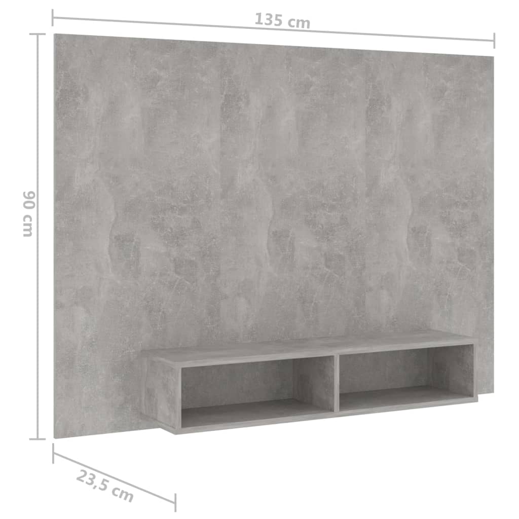 Tv-wandmeubel 135x23,5x90 cm bewerkt hout hoogglans zwart