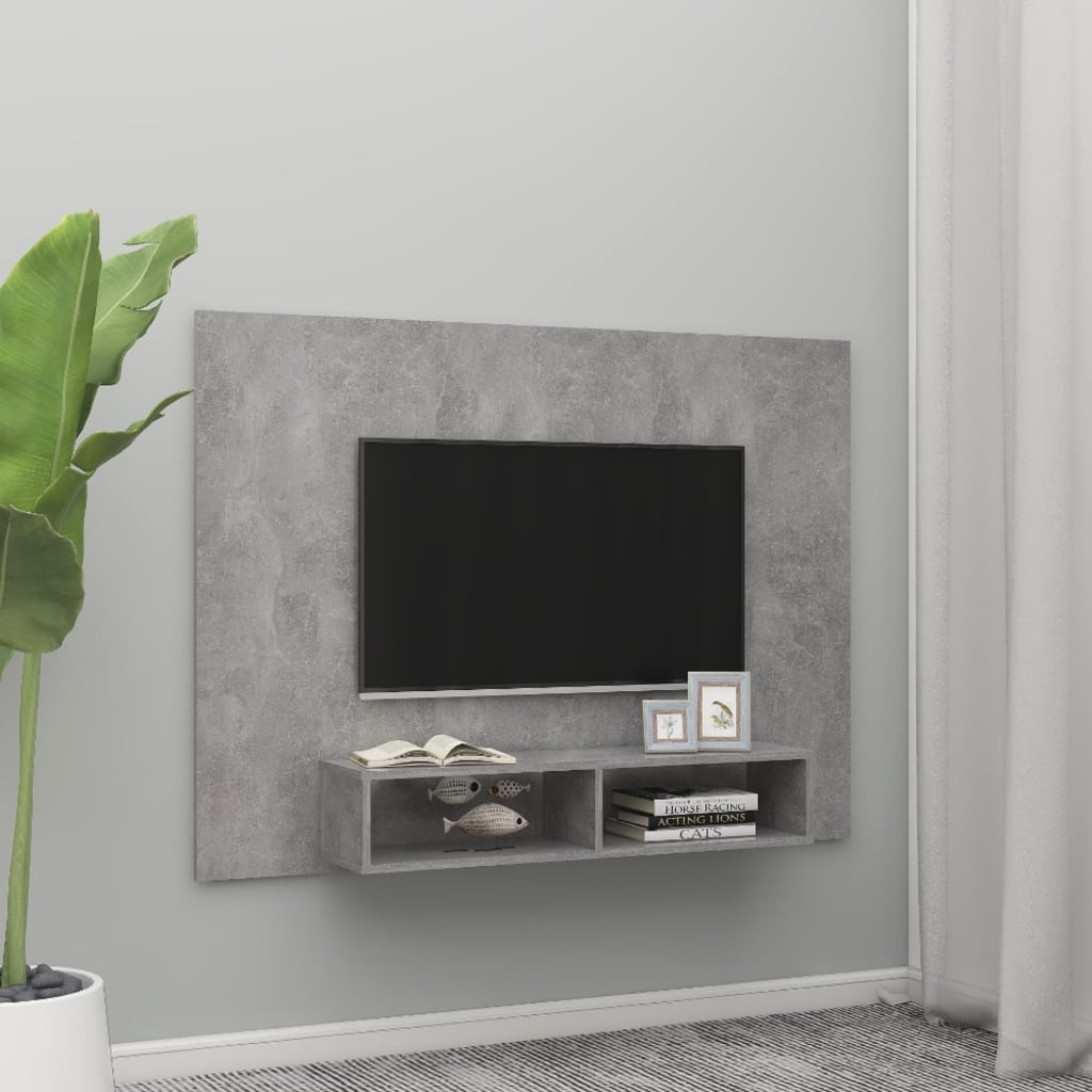 Tv-wandmeubel 135x23,5x90 cm bewerkt hout hoogglans zwart