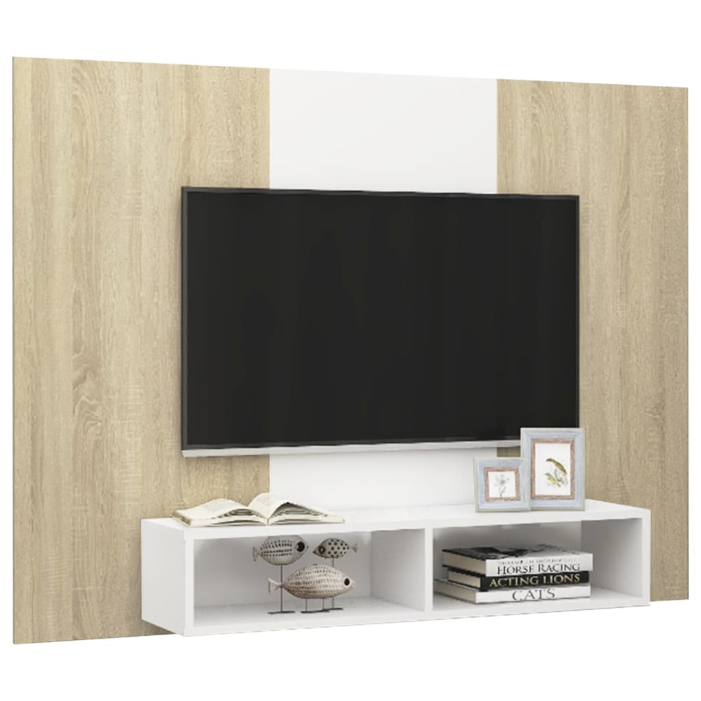 Tv-wandmeubel 135x23,5x90 cm bewerkt hout hoogglans zwart