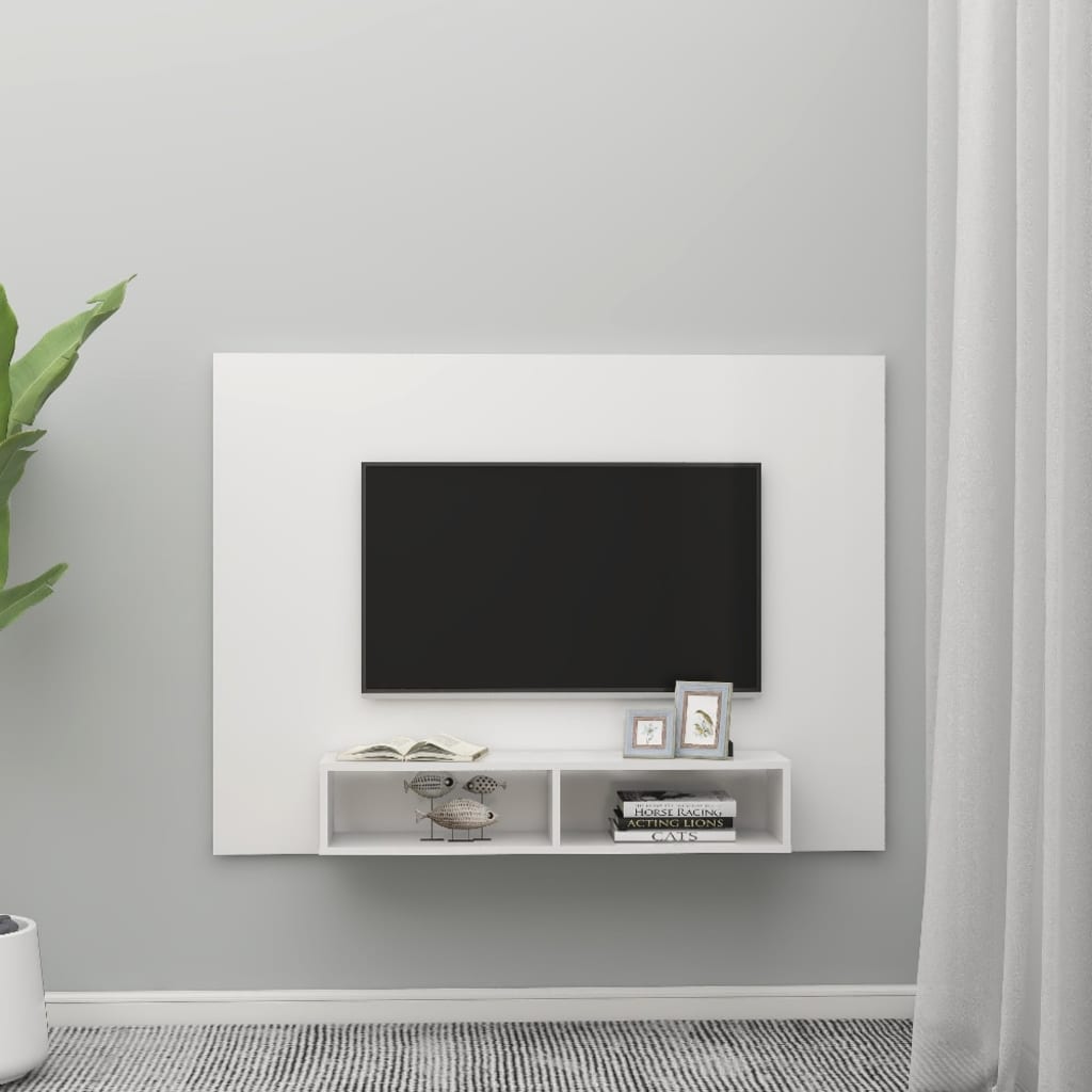 Tv-wandmeubel 135x23,5x90 cm bewerkt hout hoogglans zwart