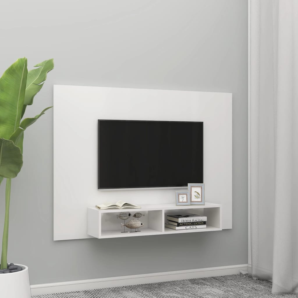 Tv-wandmeubel 135x23,5x90 cm bewerkt hout hoogglans zwart