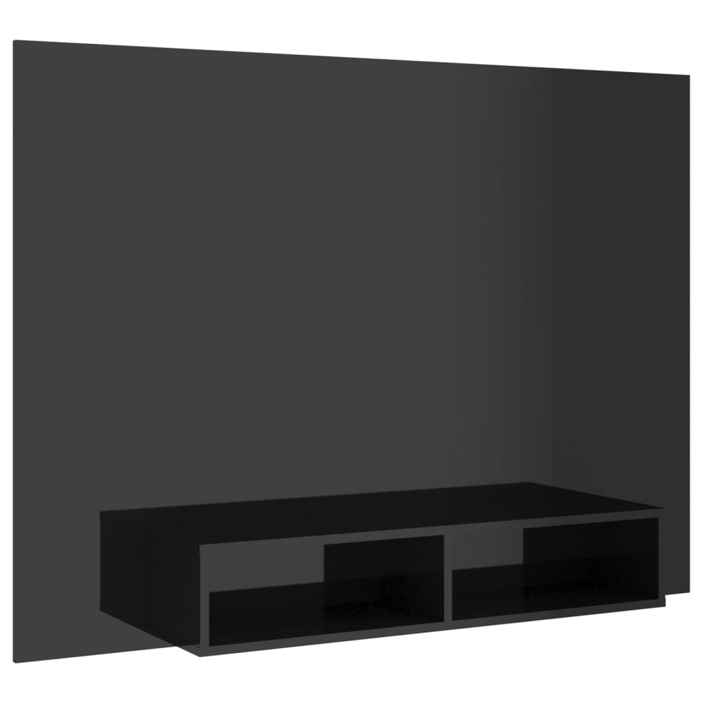 Tv-wandmeubel 135x23,5x90 cm bewerkt hout hoogglans zwart