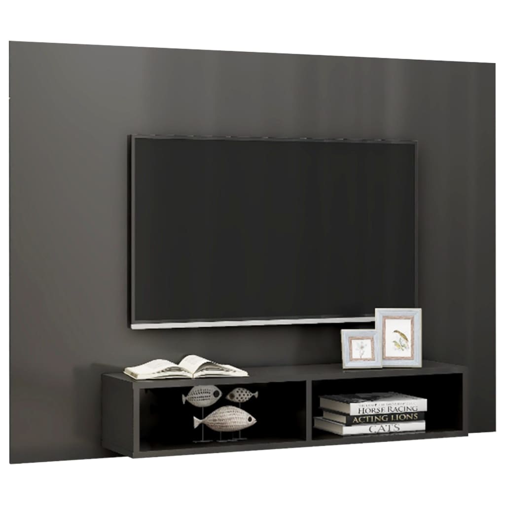 Tv-wandmeubel 135x23,5x90 cm bewerkt hout hoogglans zwart