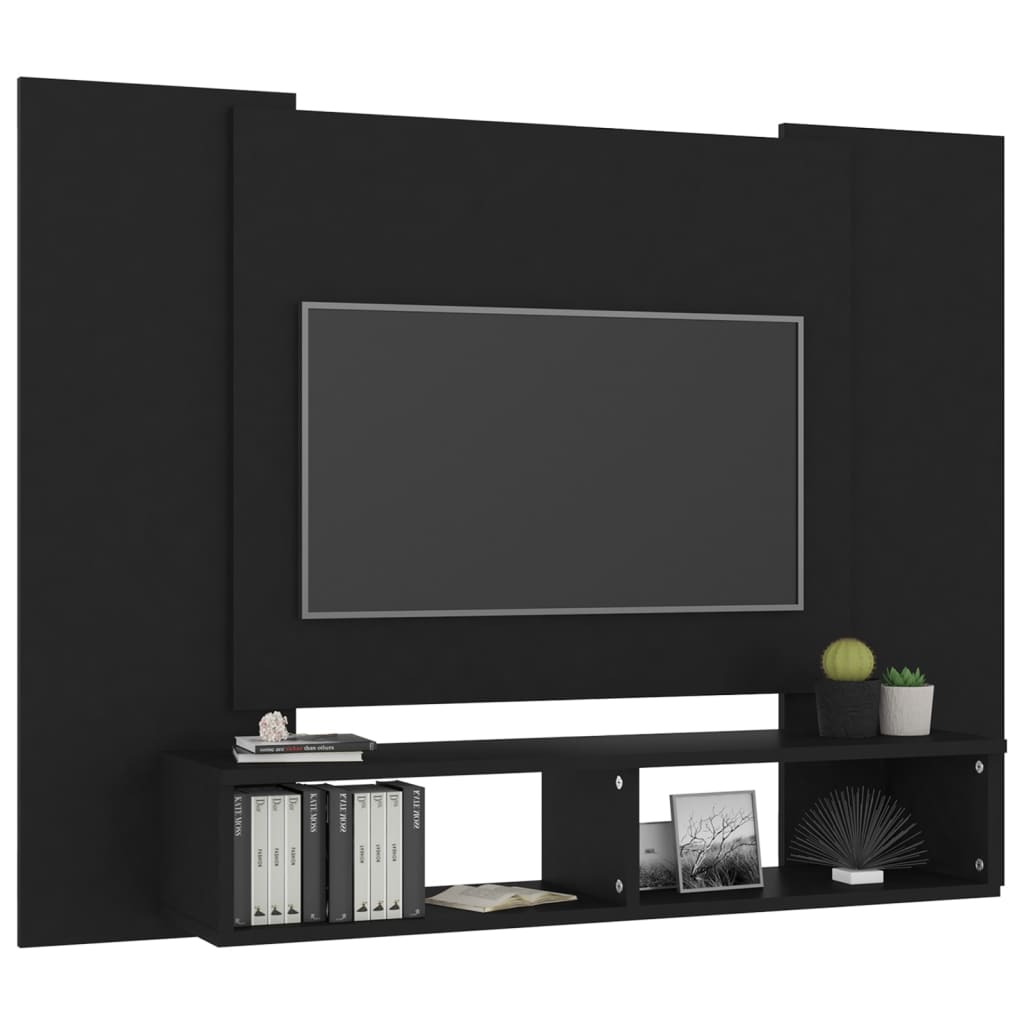 Tv-wandmeubel 120x23,5x90 cm spaanplaat zwart