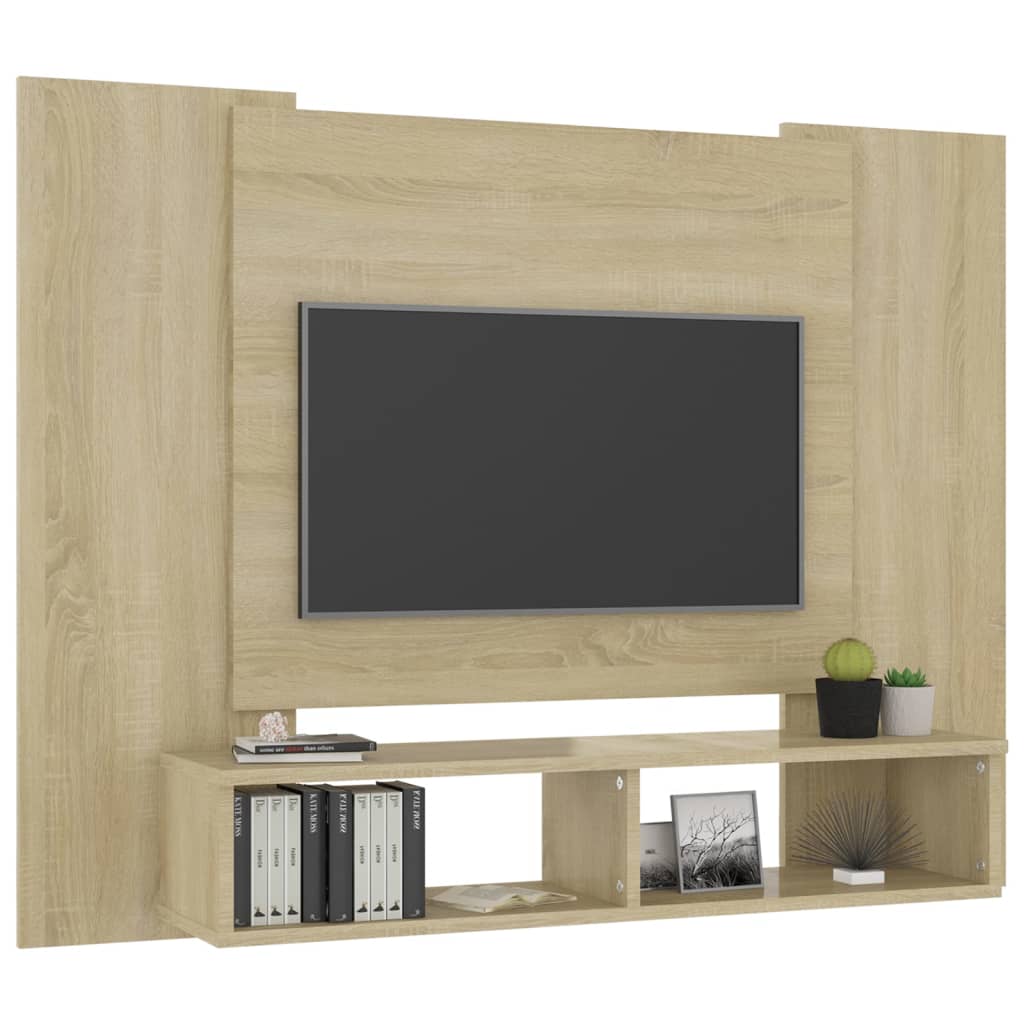 Tv-wandmeubel 120x23,5x90 cm spaanplaat wit sonoma