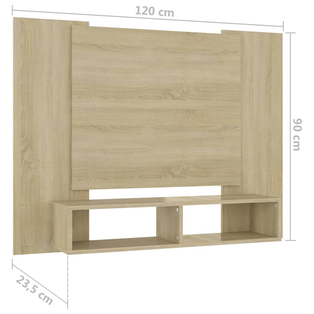 Tv-wandmeubel 120x23,5x90 cm spaanplaat wit sonoma