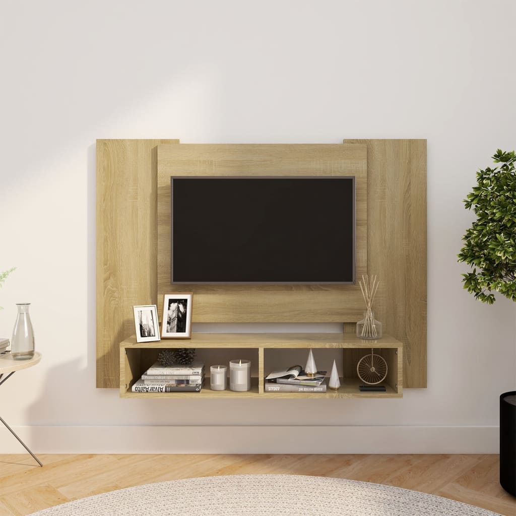 Tv-wandmeubel 120x23,5x90 cm spaanplaat wit sonoma