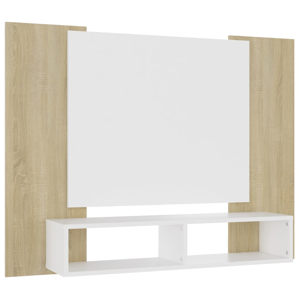 Tv-wandmeubel 120x23,5x90 cm spaanplaat wit sonoma