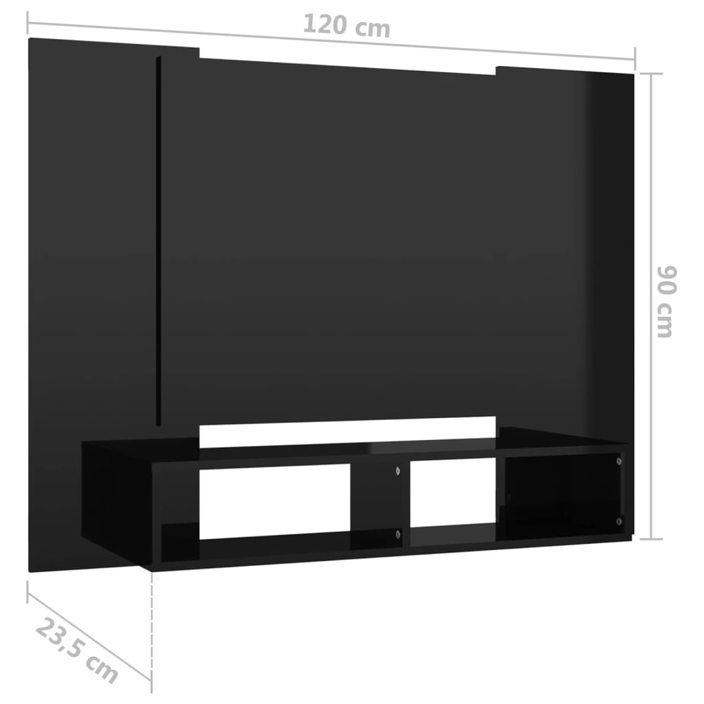 Tv-wandmeubel 120x23,5x90 cm spaanplaat zwart