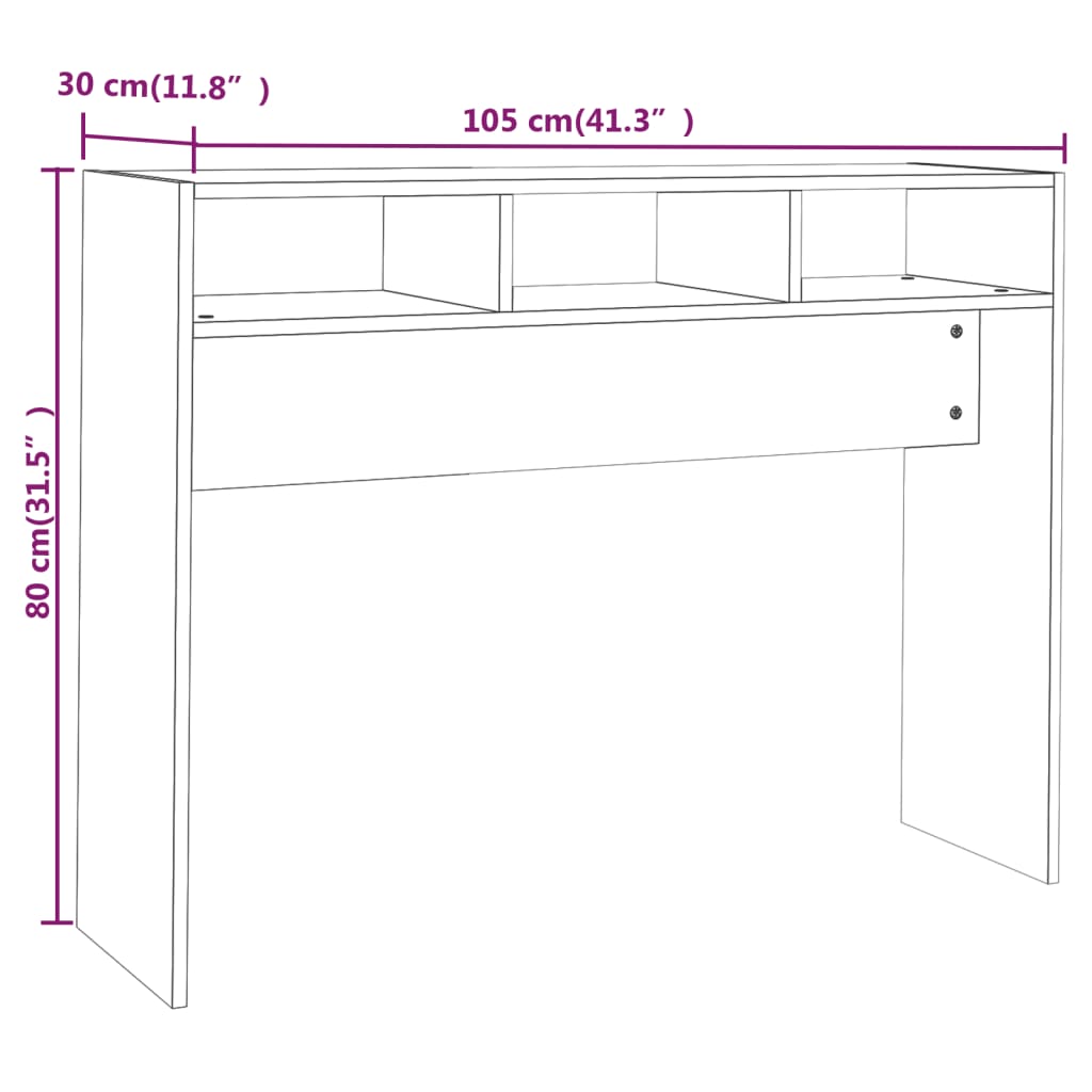 Table murale 105x30x80 cm en bois travaillé