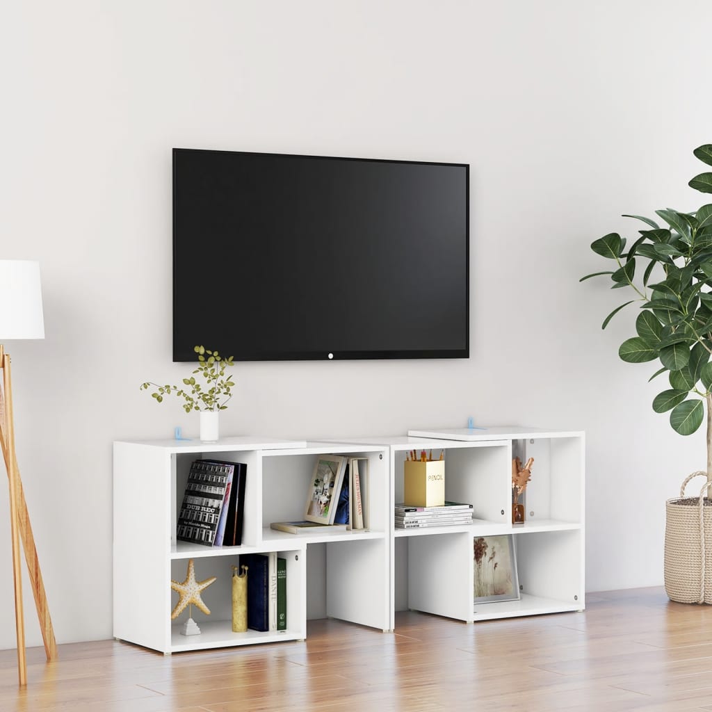 Meuble TV 104x30x52 cm en bois travaillé