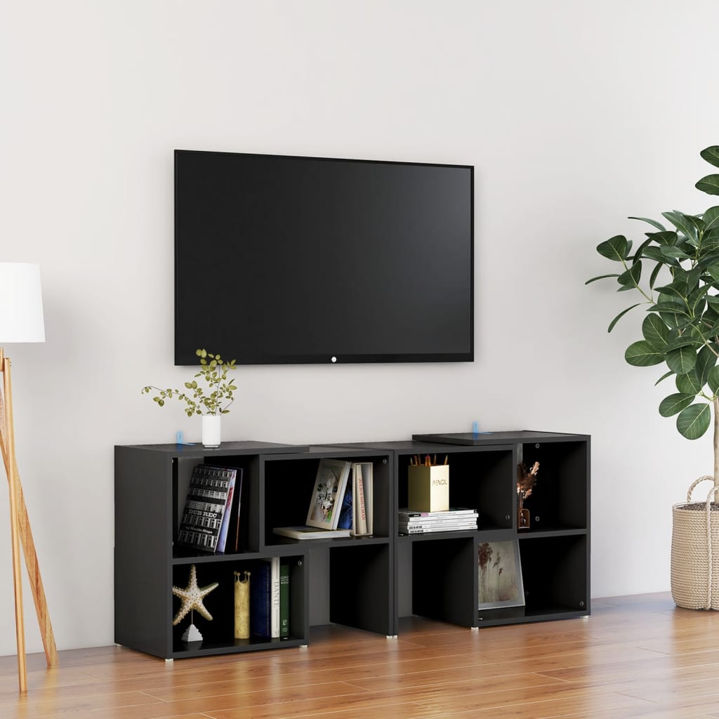 Meuble TV 104x30x52 cm en bois travaillé