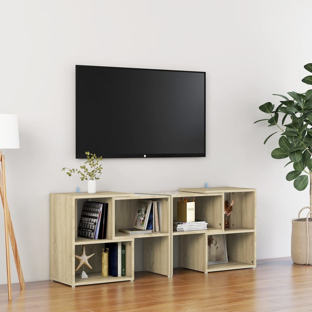 Meuble TV 104x30x52 cm en bois travaillé