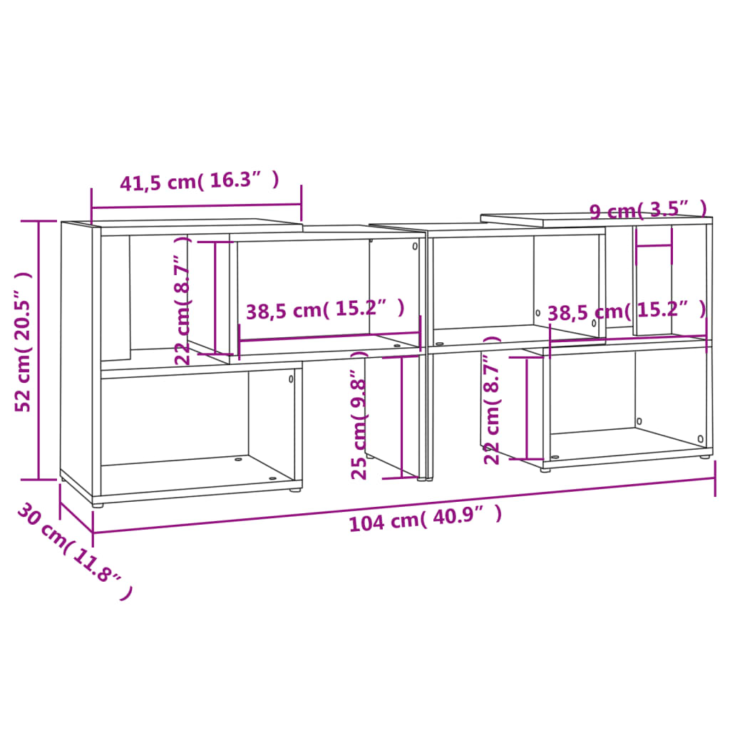 Meuble TV 104x30x52 cm en bois travaillé