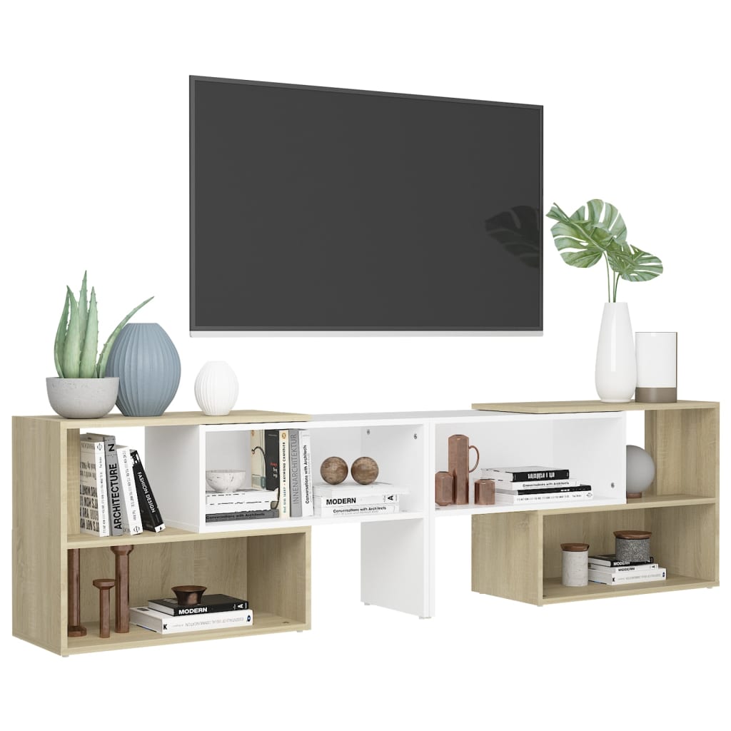 Meuble TV 149x30x52 cm en bois travaillé