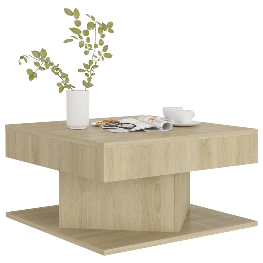 Table basse 57x57x30 cm en bois travaillé