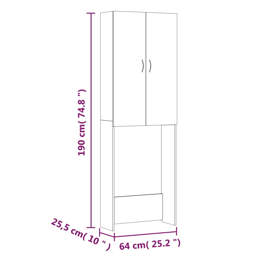 Meuble lave-linge 64x25,5x190 cm