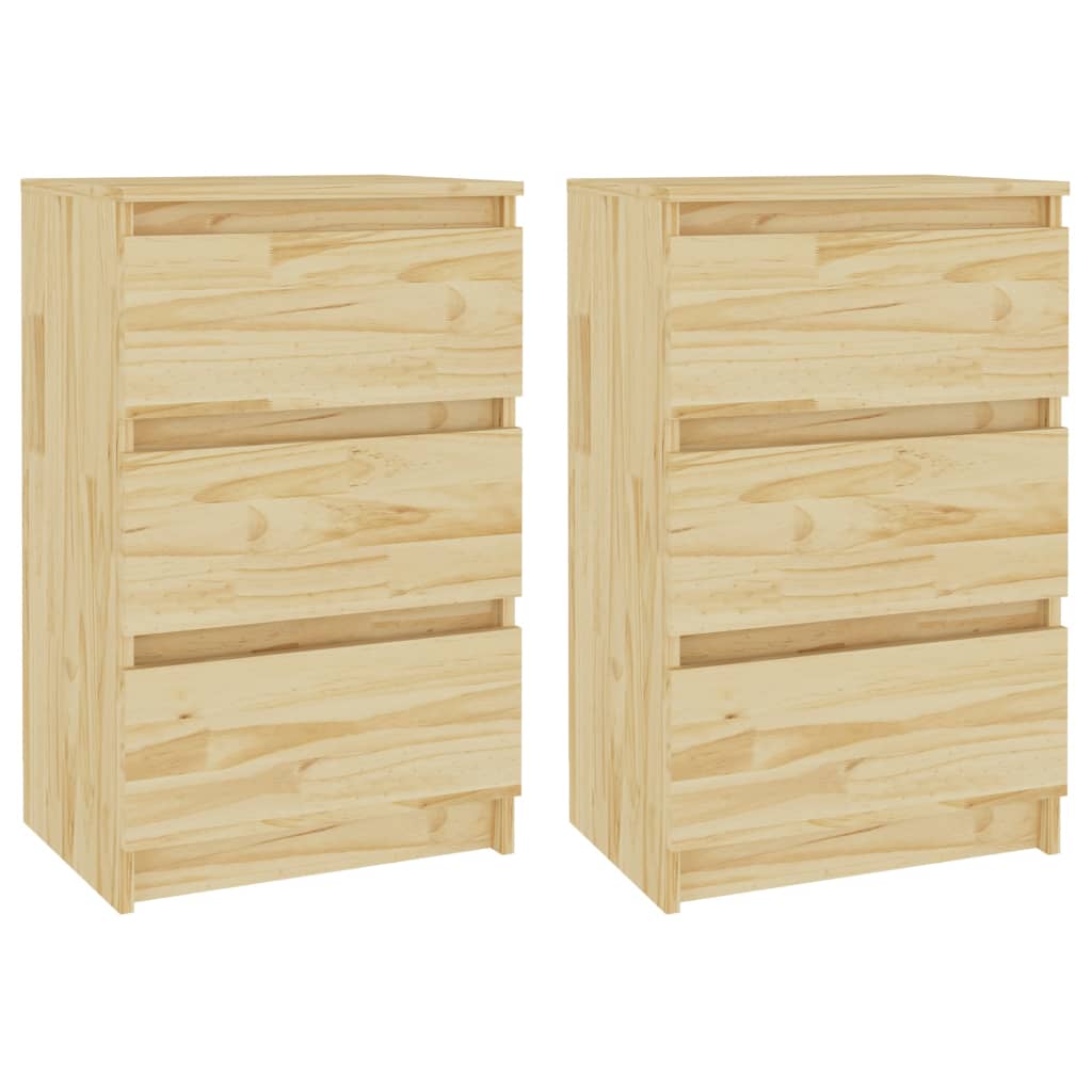 Tables de chevet 2 pcs 40x29,5x64 cm en bois de pin massif