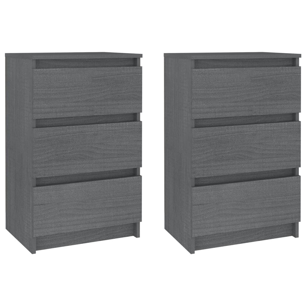 Nachtkastjes 2 st 40x29,5x64 cm massief grenenhout