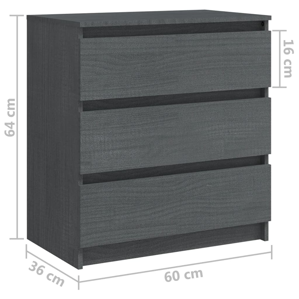 Table de chevet 60x36x64 cm en bois de pin massif