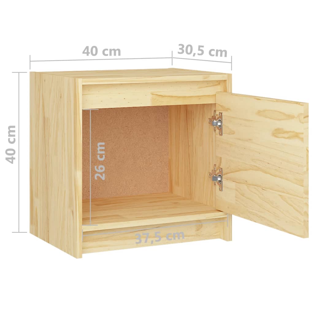 Nachtkastjes 2 st 40x30,5x40 cm massief grenenhout