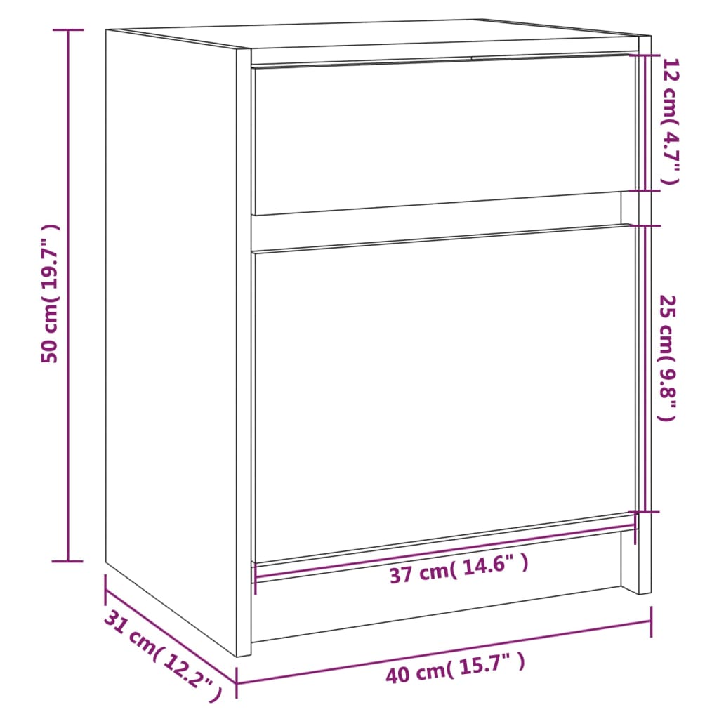 Table de chevet 40x31x50 cm en bois de pin massif