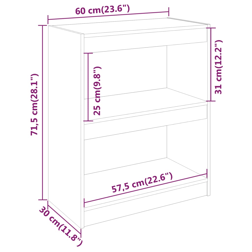 Boekenkast/kamerscherm 60x30x135,5 cm massief grenenhout