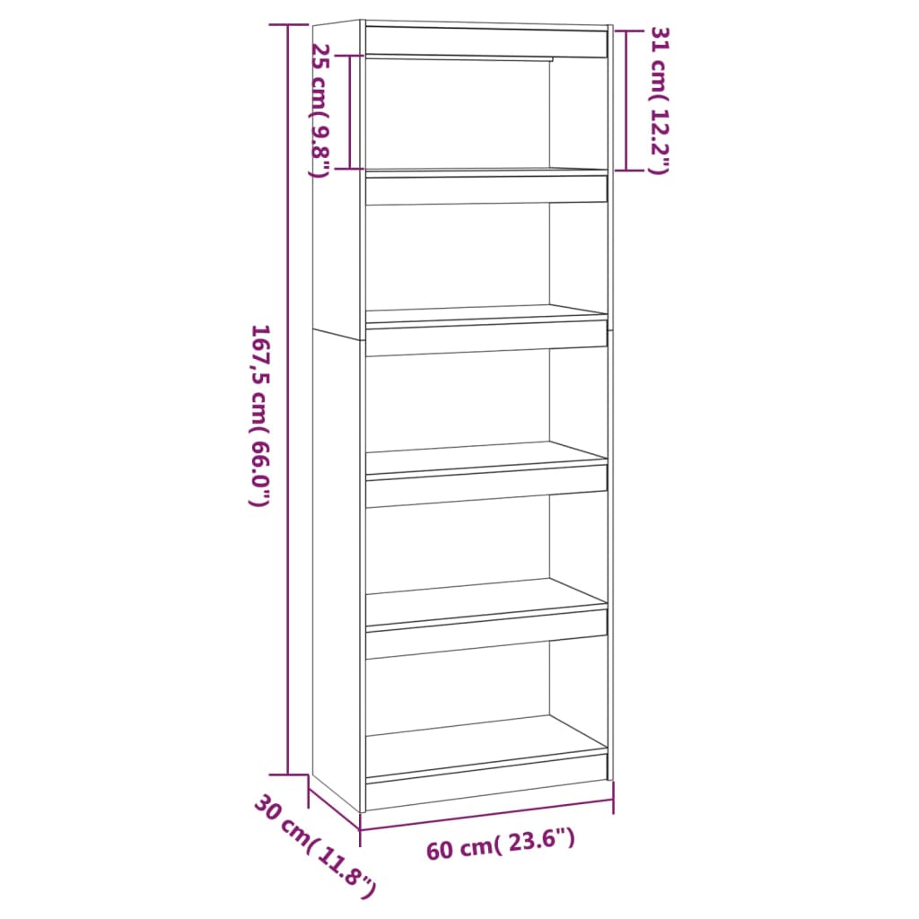 Boekenkast/kamerscherm 60x30x135,5 cm massief grenenhout