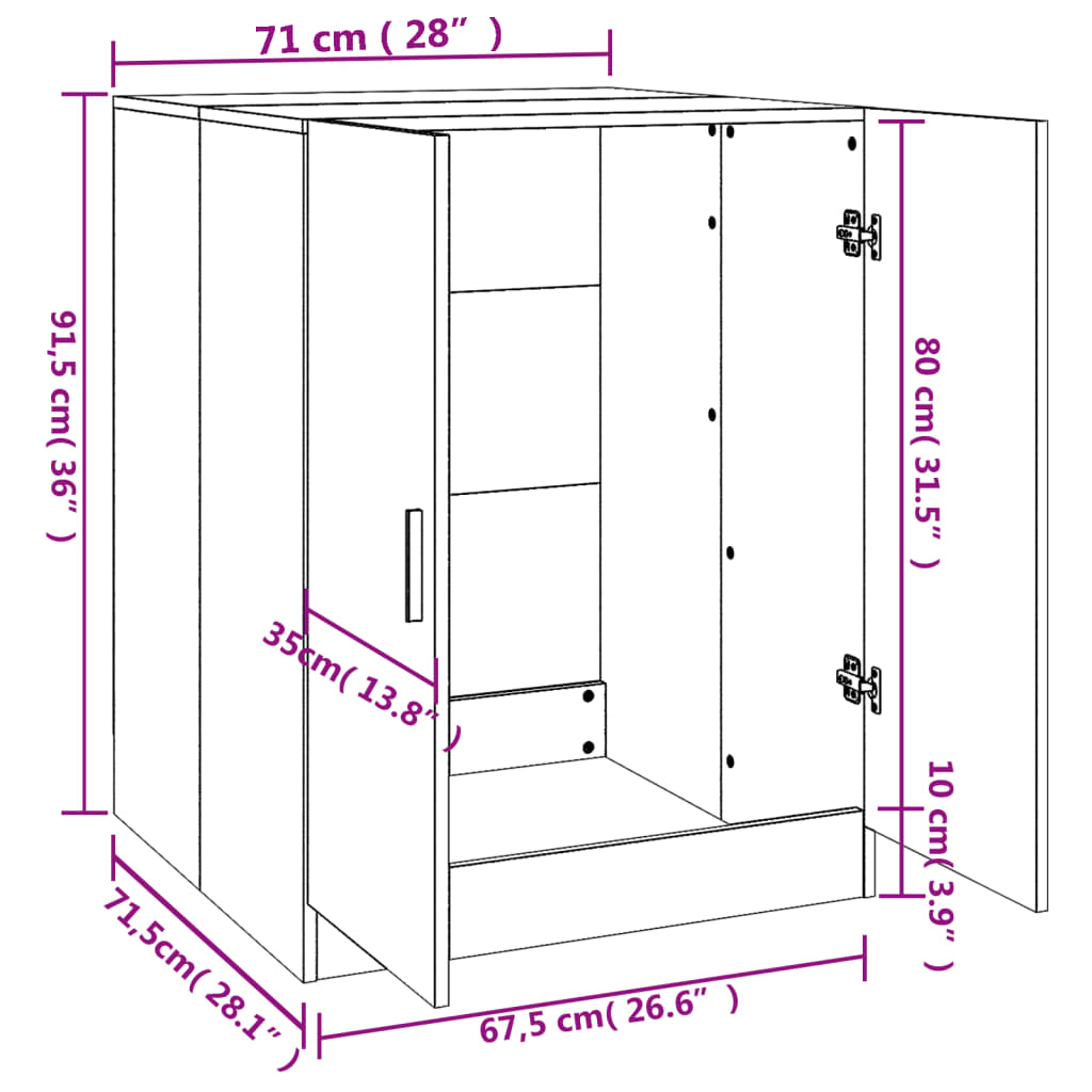 Wasmachinekast 70,5x71,5x91,5 cm artisanaal eikenkleurig